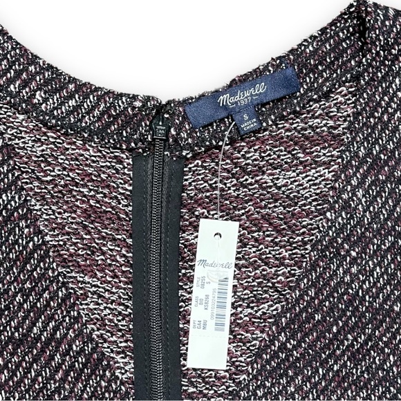 NWT Madewell Maroon Terrace Tweed Fit and Flare Sleeveless Dress sz S - Picture 3 of 14